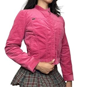 Vintage 90s Doncaster Berry Pink Corduroy Moto Zip Up Jacket